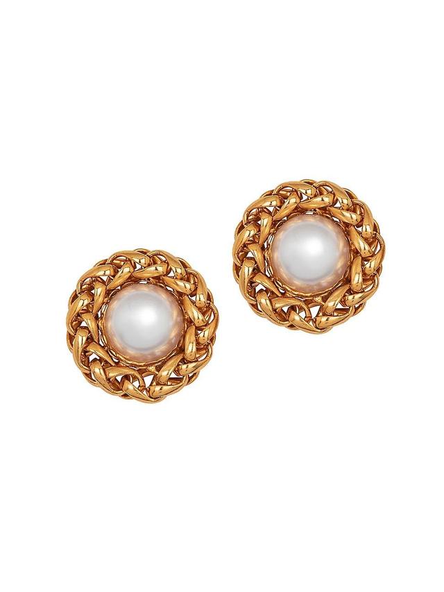 Womens Marit 18K-Gold-Plated & Imitation Pearl Earrings Product Image