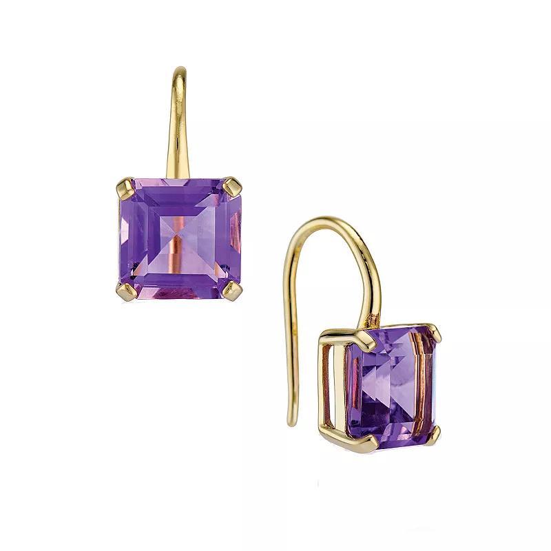 House of Frosted 14K Gold Plated Large Amethyst Drop Earrings, Womens Product Image