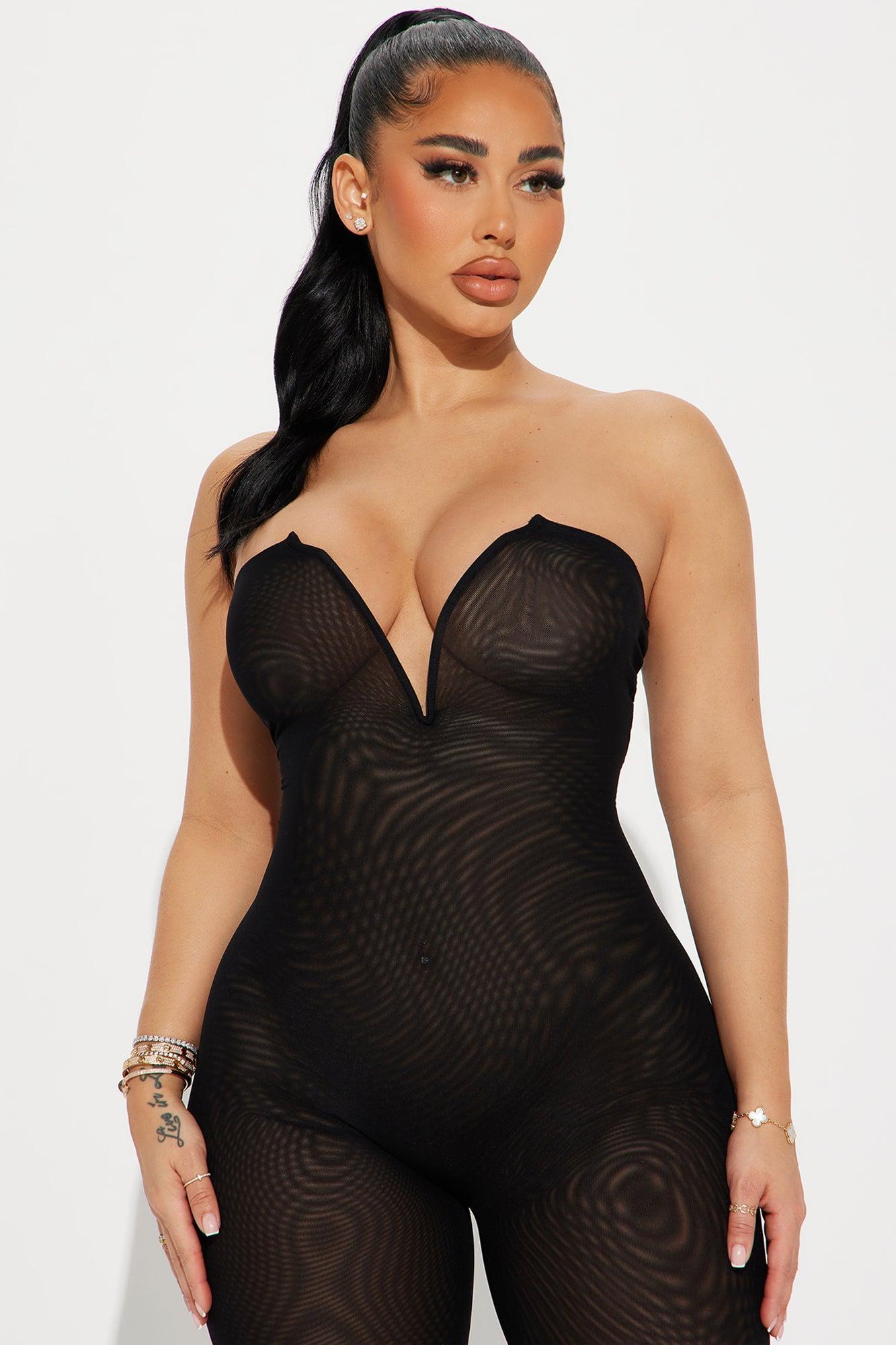 Take My Place Mesh Jumpsuit - Black Product Image