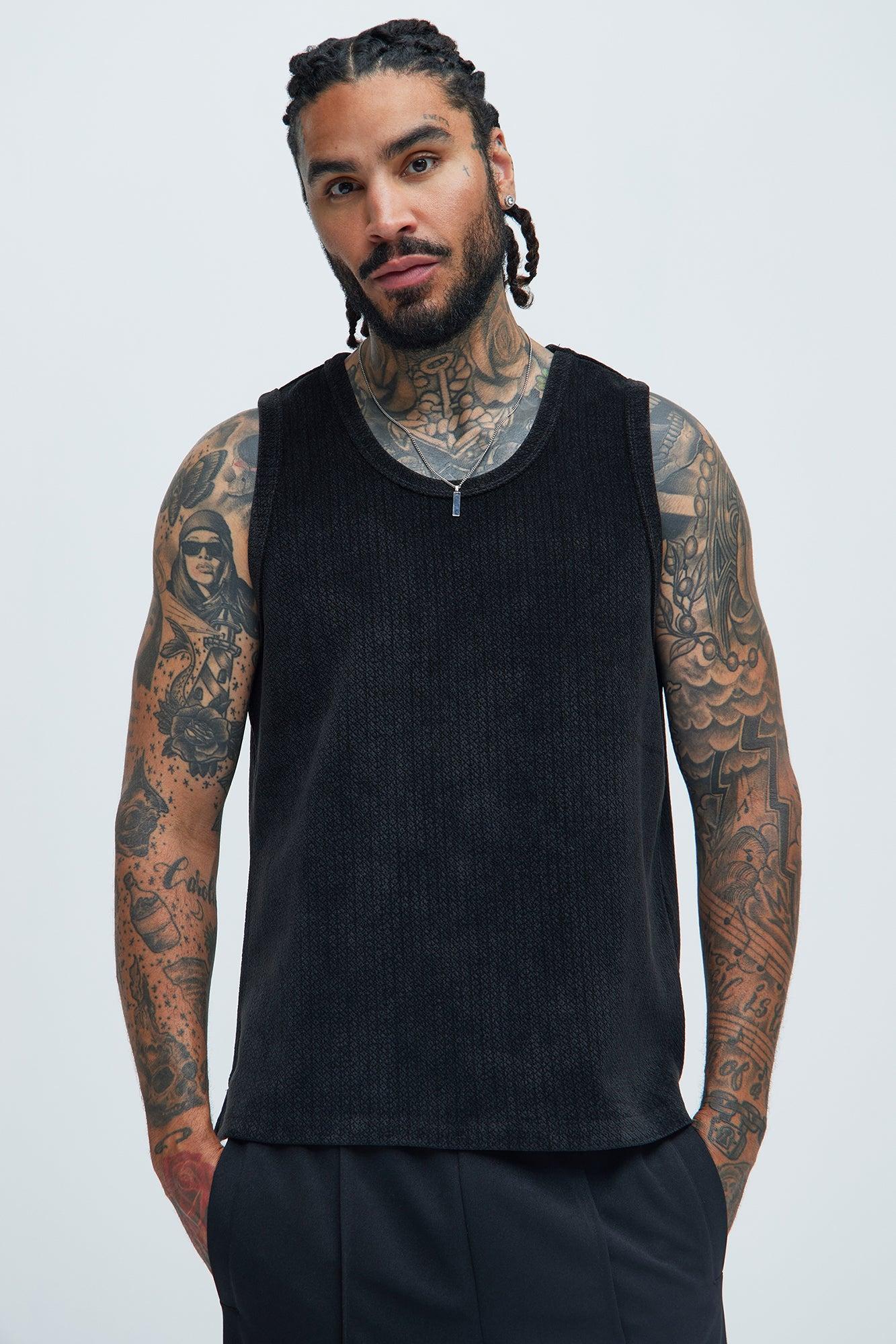 Dudley Textured Relaxed Tank - Black Product Image