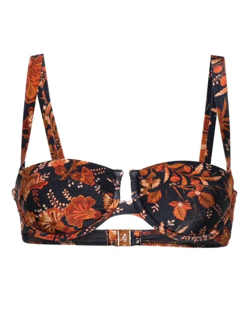 Junie Floral-print Balconette Bra In Blue Product Image