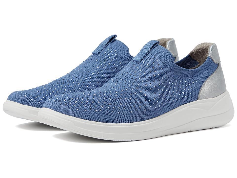 Bzees Twilight Womens Rhinestone Slip-on Sneakers Blue Knit Fabric Product Image