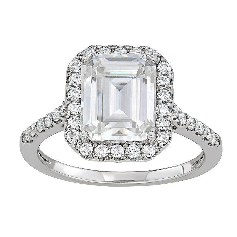 Charles & Colvard 4.06 Ct. T.w. Lab Created Moissanite Halo Ring In 14K White Gold, 8 Product Image