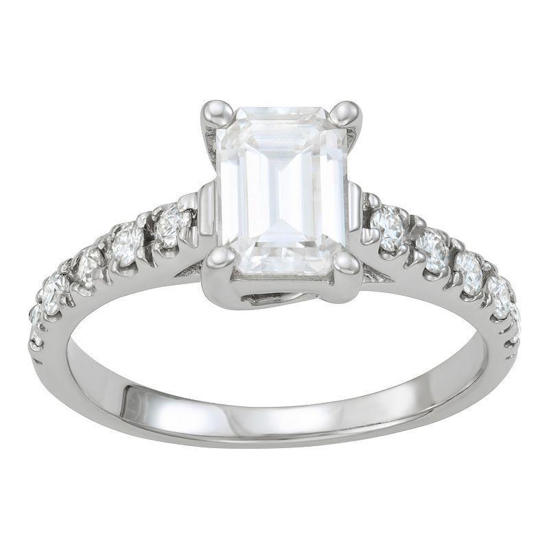 Charles & Colvard 1.24 Ct. T.w. Moissanite Emerald Cut Engagement Ring In 14K White Gold, 6 Product Image