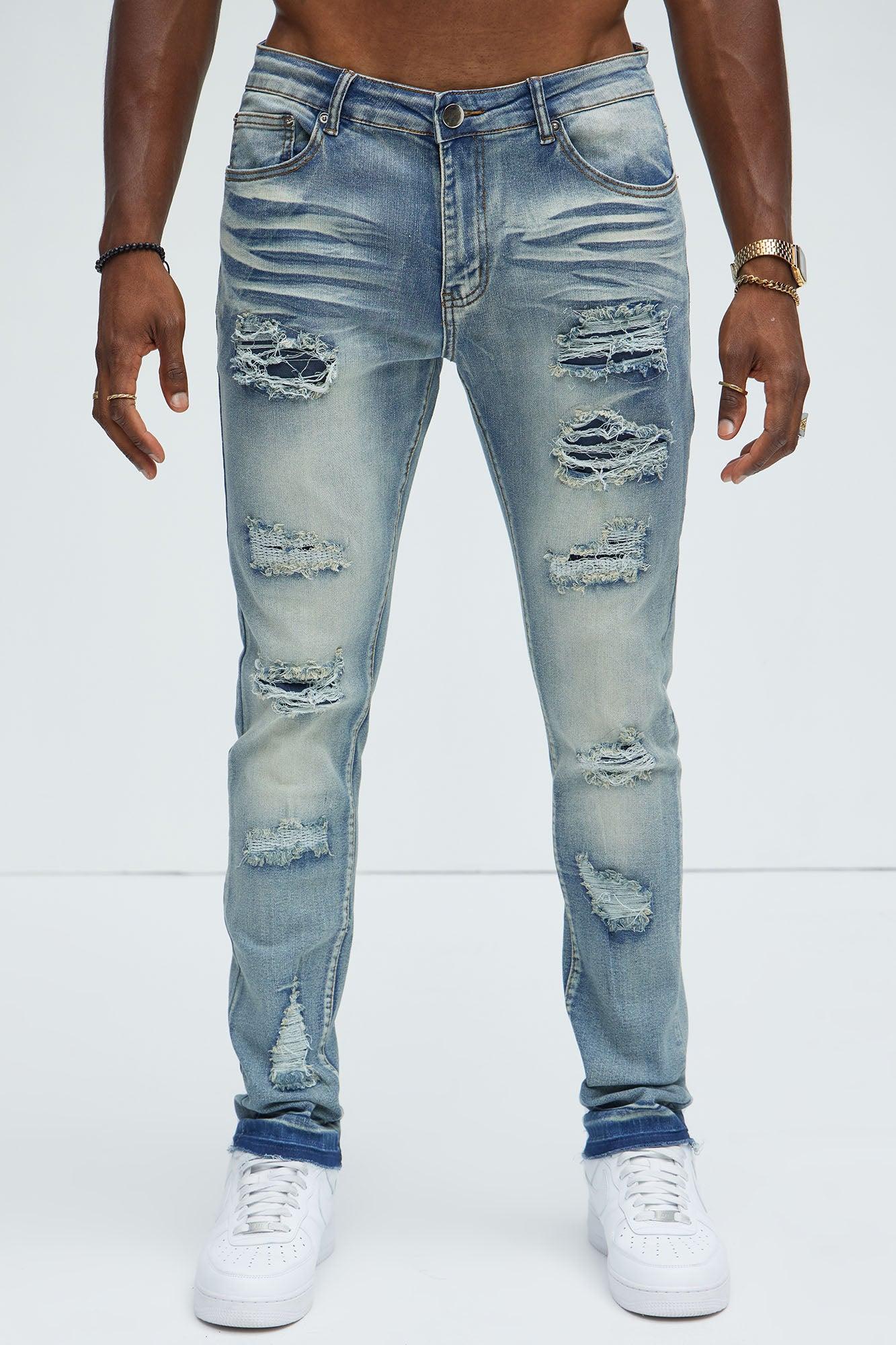 Stand It Ripped Stacked Skinny Jeans - Medium Wash Product Image