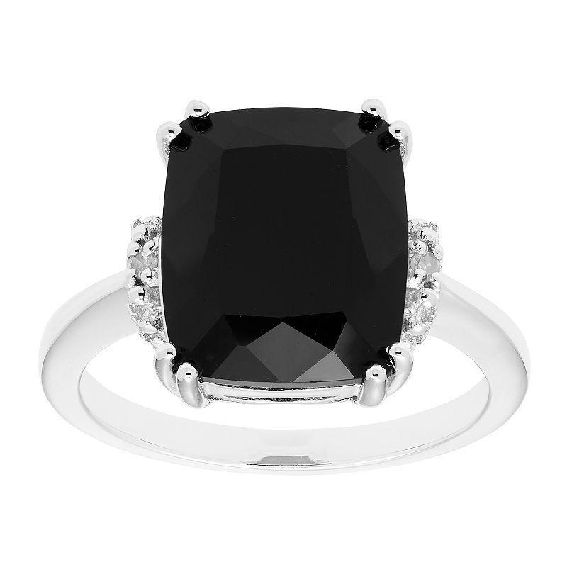 Sterling Silver Diamond Accent & Black Onyx Ring, Womens Product Image