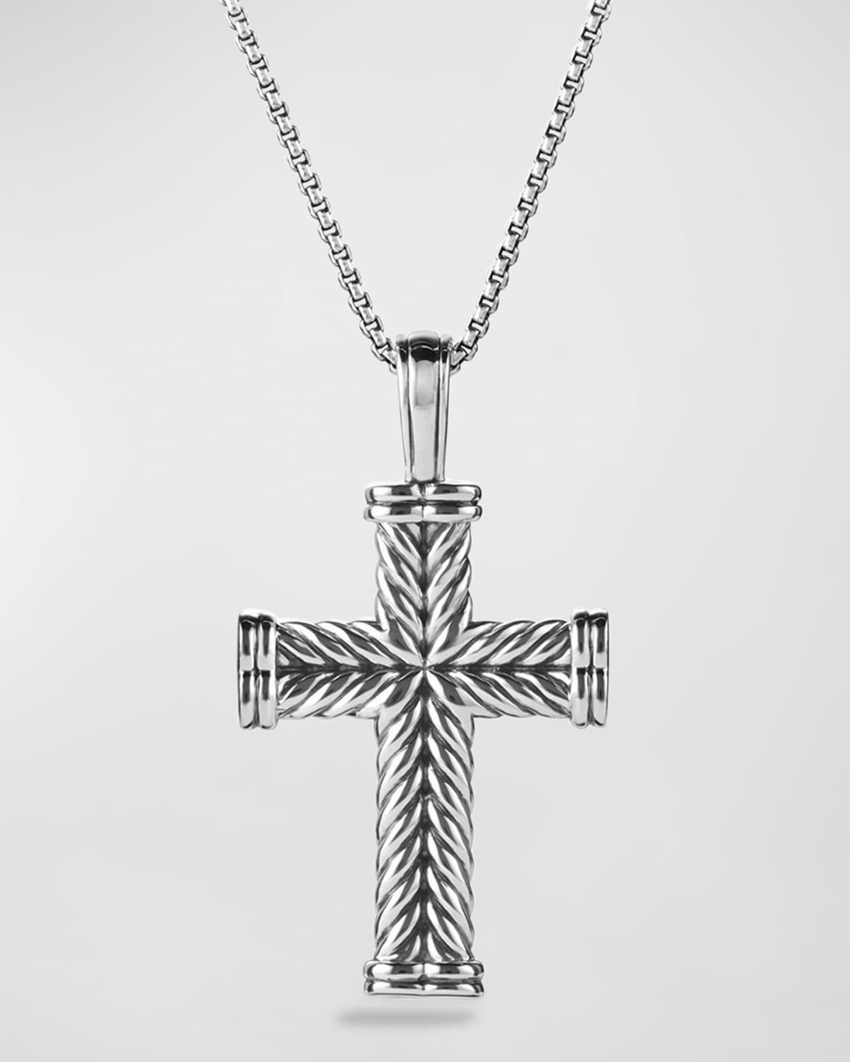 Mens Chevron Cross Pendant in Silver, 40mm Product Image