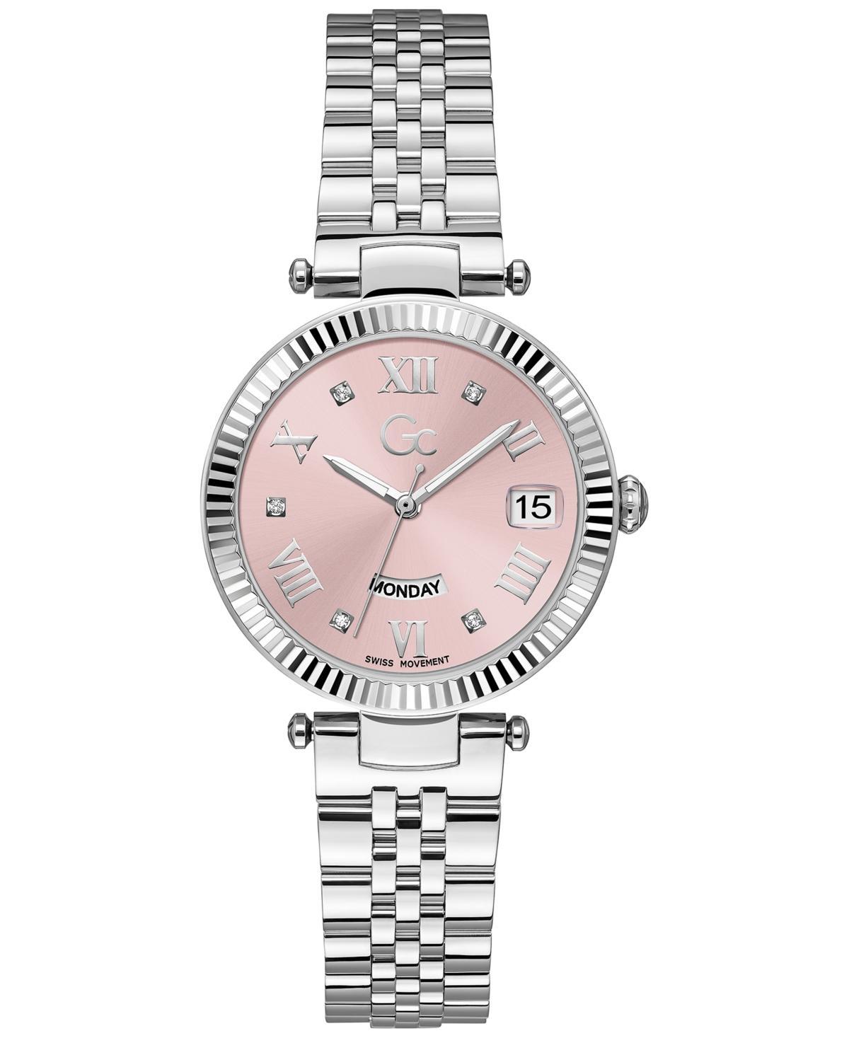 Guess Gc Flair Womens Swiss Silver-Tone Stainless Steel Bracelet Watch 34mm - Silver-tone Product Image