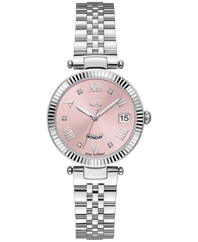 Guess Gc Flair Womens Swiss Silver-Tone Stainless Steel Bracelet Watch 34mm - Silver-tone Product Image