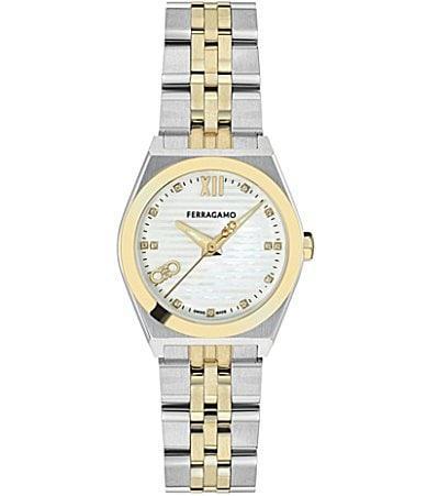 Salvatore Ferragamo Womens Vega New Diamond Analog Two Tone Stainless Steel Bracelet Watch Product Image