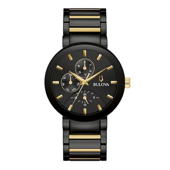 Men's Bulova Modern Black Dial Watch in Black Ion-Plated Stainless Steel (Model 98C149) Product Image