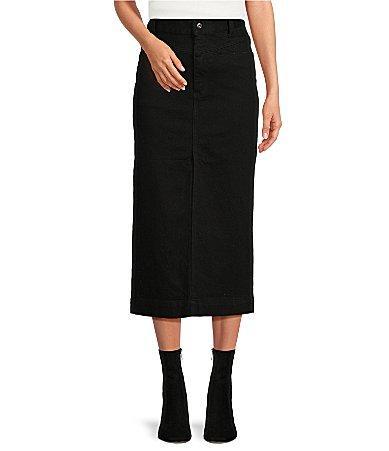 A Loves A High Rise Denim Slit Front Pencil Midi Skirt Product Image