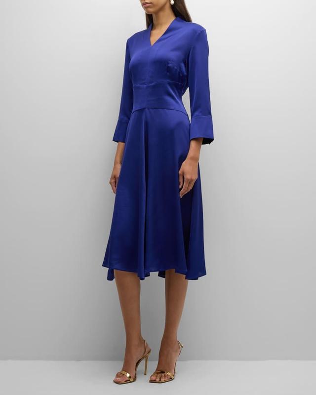 Pleated Crepe De Chine Midi Dress Product Image