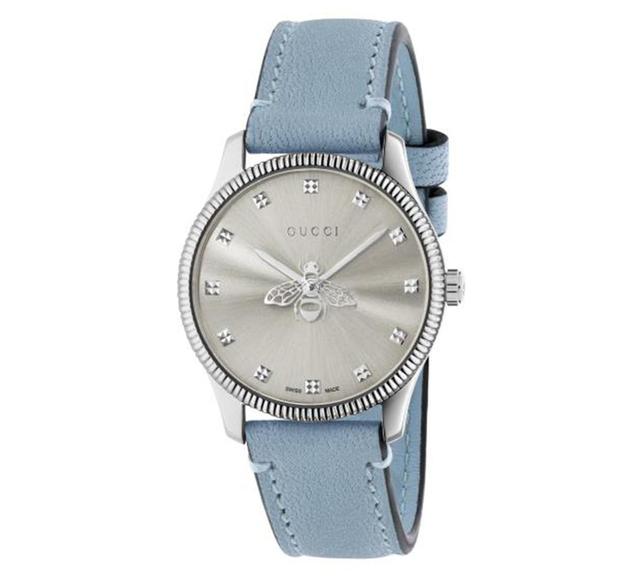 Gucci Womens Swiss G-Timeless Slim Light Blue Leather Strap Watch 29mm Product Image