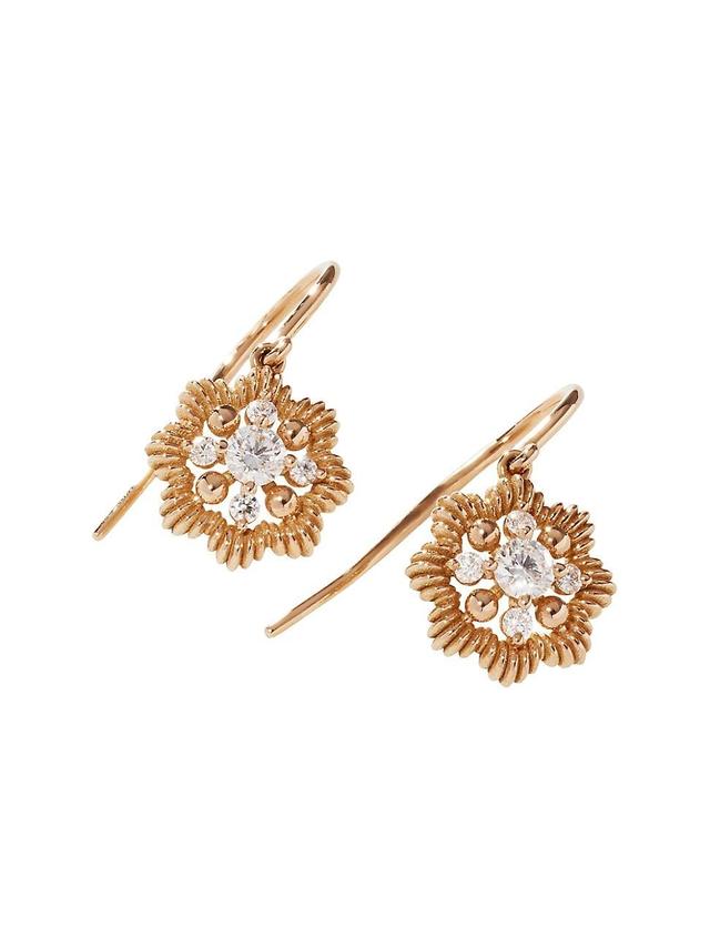 Womens Lace Flower 18K Yellow Gold & Latitude Lab-Grown Diamond Drop Earrings - Yellow Gold Product Image