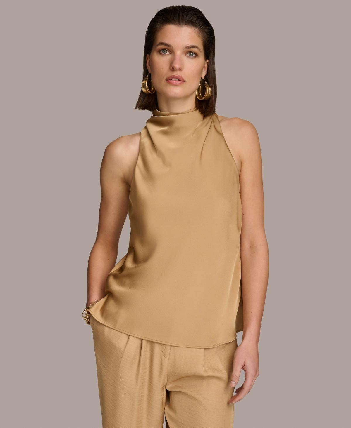 Donna Karan Womens High-Neck Sleeveless Blouse Product Image