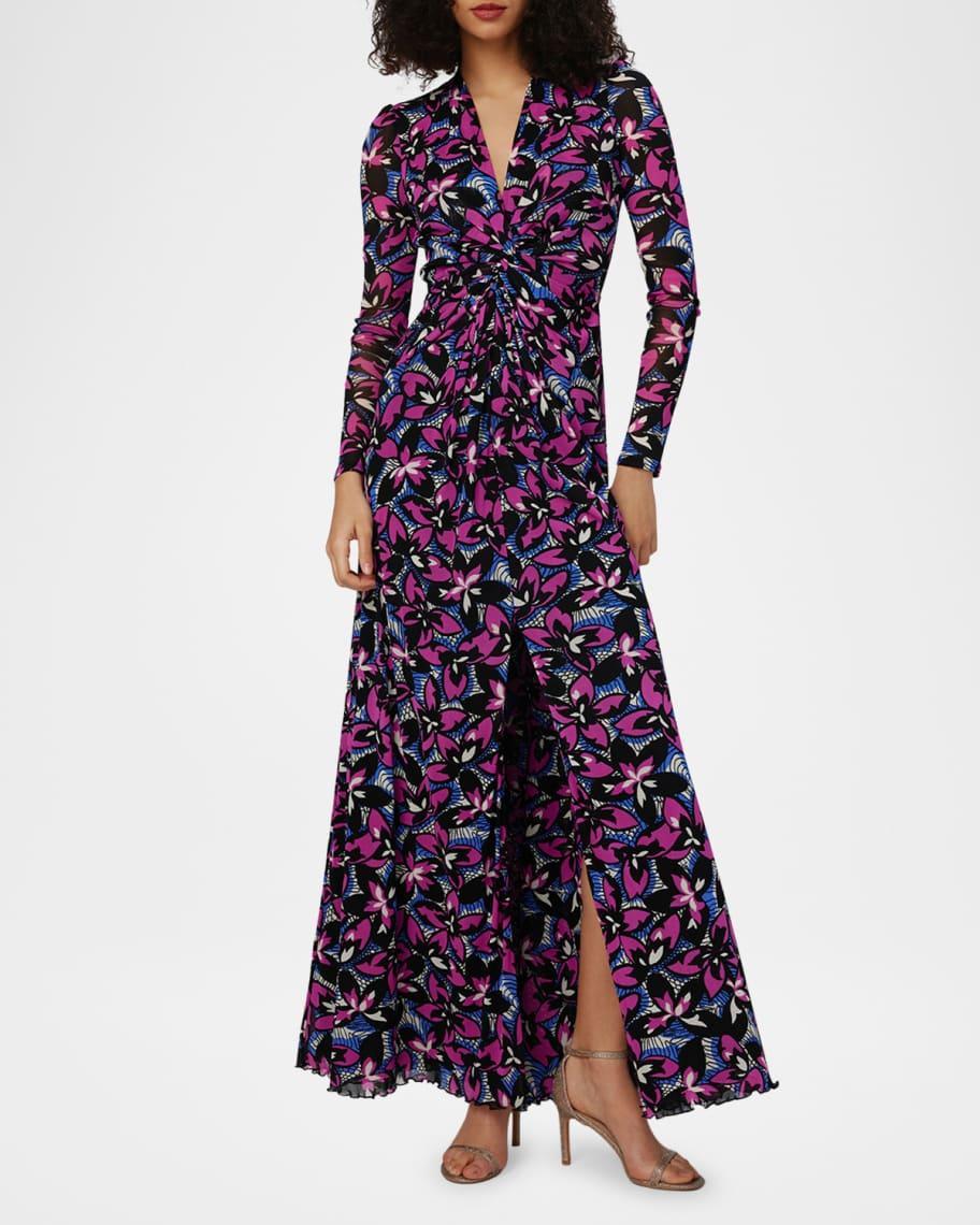 Kassia Floral-Print Mesh Maxi Dress Product Image