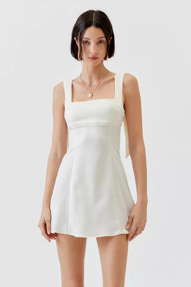 UO Bri Double Bow Sleek Satin Mini Dress Product Image