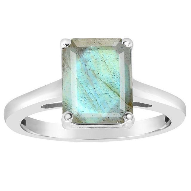 Alyson Layne Sterling Silver Emerald Cut Labradorite Ring, Womens Product Image