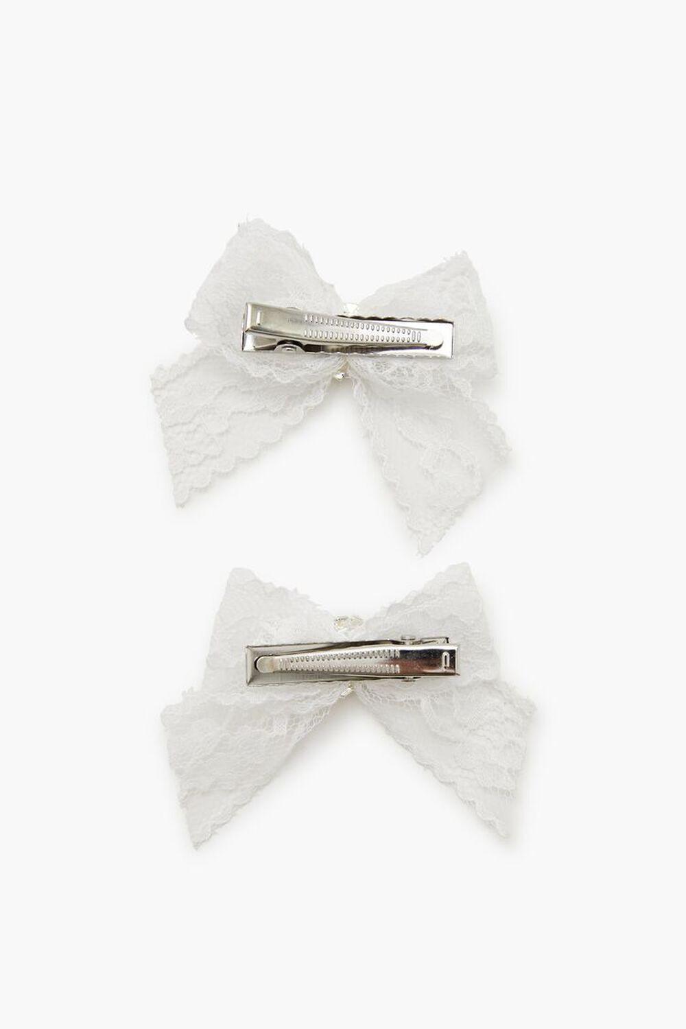 Lace Bow Faux Gem Hair Clip Set | Forever 21 Product Image