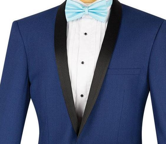 Kingsman Collection - Shawl Collar Slim Fit Tuxedo 2 Piece 1 Button in Blue Product Image