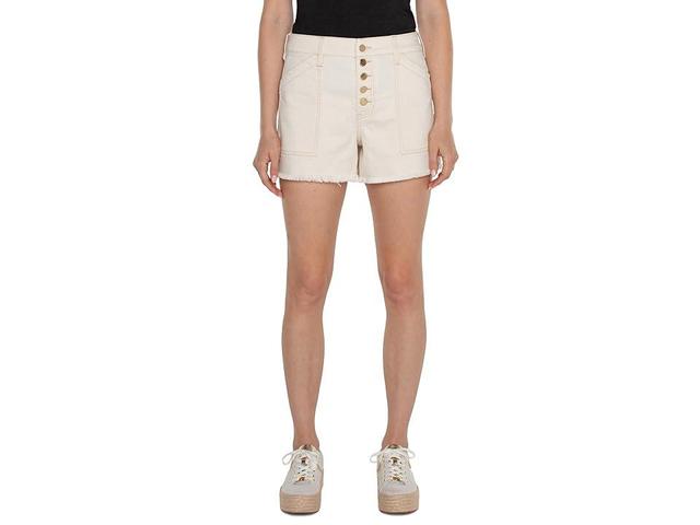 Liverpool Los Angeles Utility High Waist Fray Hem Shorts Product Image