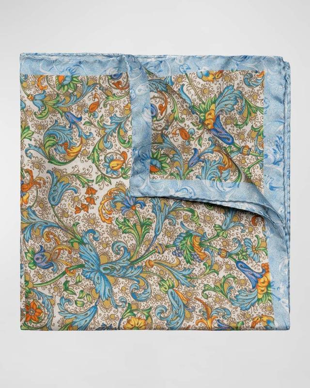 Men's Silk Multicolor Floral Pocket Square Product Image