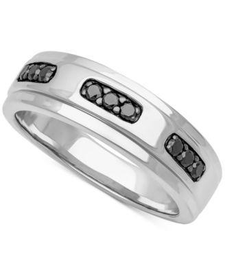 Mens Black Diamond Band (1/4 ct. t.w.) in Sterling Silver Product Image