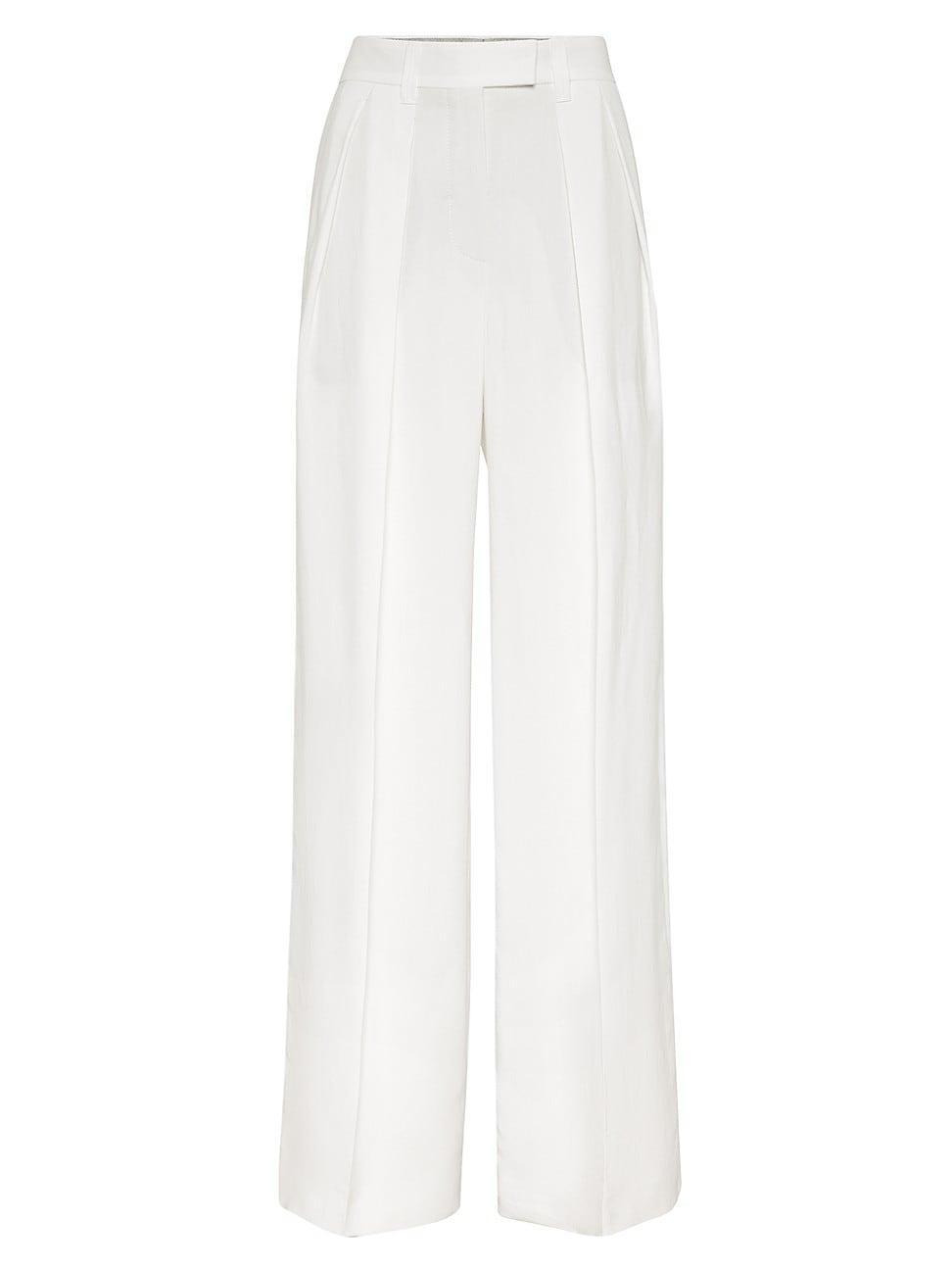 Womens Viscose And Linen Fluid Twill Sartorial Wide Trousers Product Image