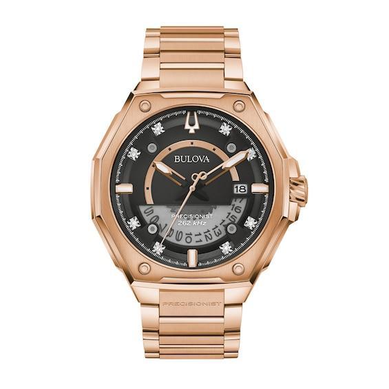 Bulova Men's Precisionist Diamond Rose Gold-Tone Stainless Steel Bracelet Watch, 47Mm Product Image