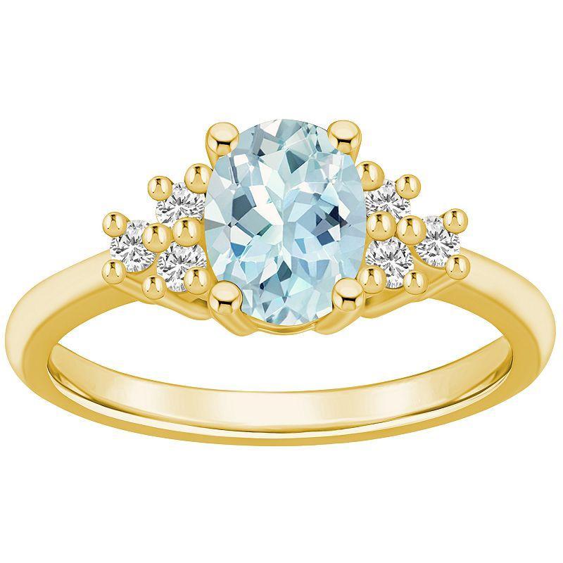 Alyson Layne 14k Gold Oval Aquamarine & 1/5 Carat T.W. Diamond Ring, Womens Blue Product Image