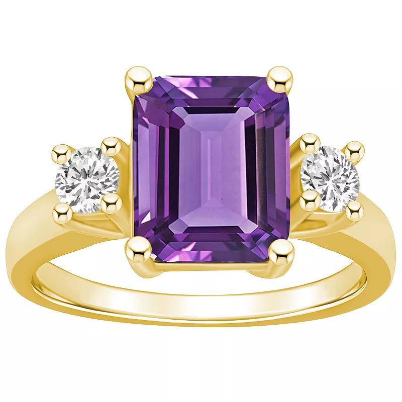 Alyson Layne 14k White Gold Emerald-Cut Amethyst & 1/3 Carat T.W. Diamond Ring, Womens Purple Product Image