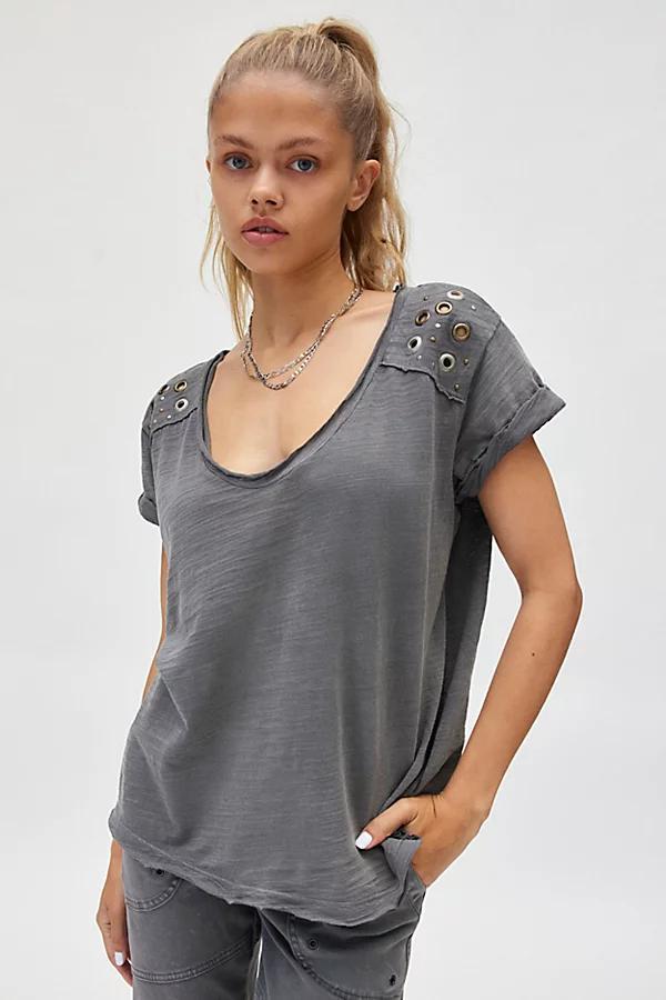 Silence + Noise Addison Hardware Detail Slub Knit Tee Womens at Urban Outfitters Product Image