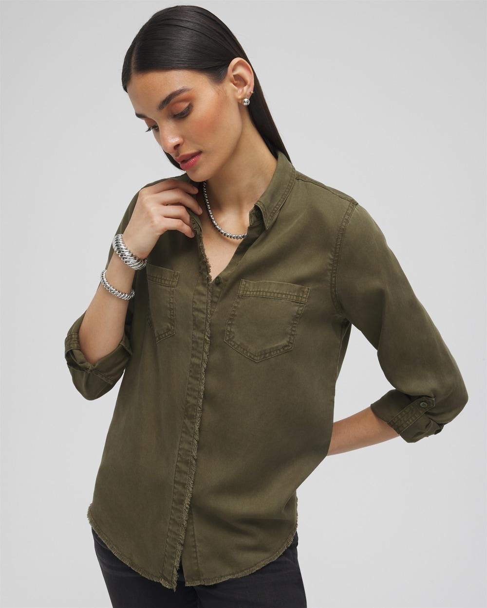 Chico's Women's Twill Fringe Hem Shirt product image