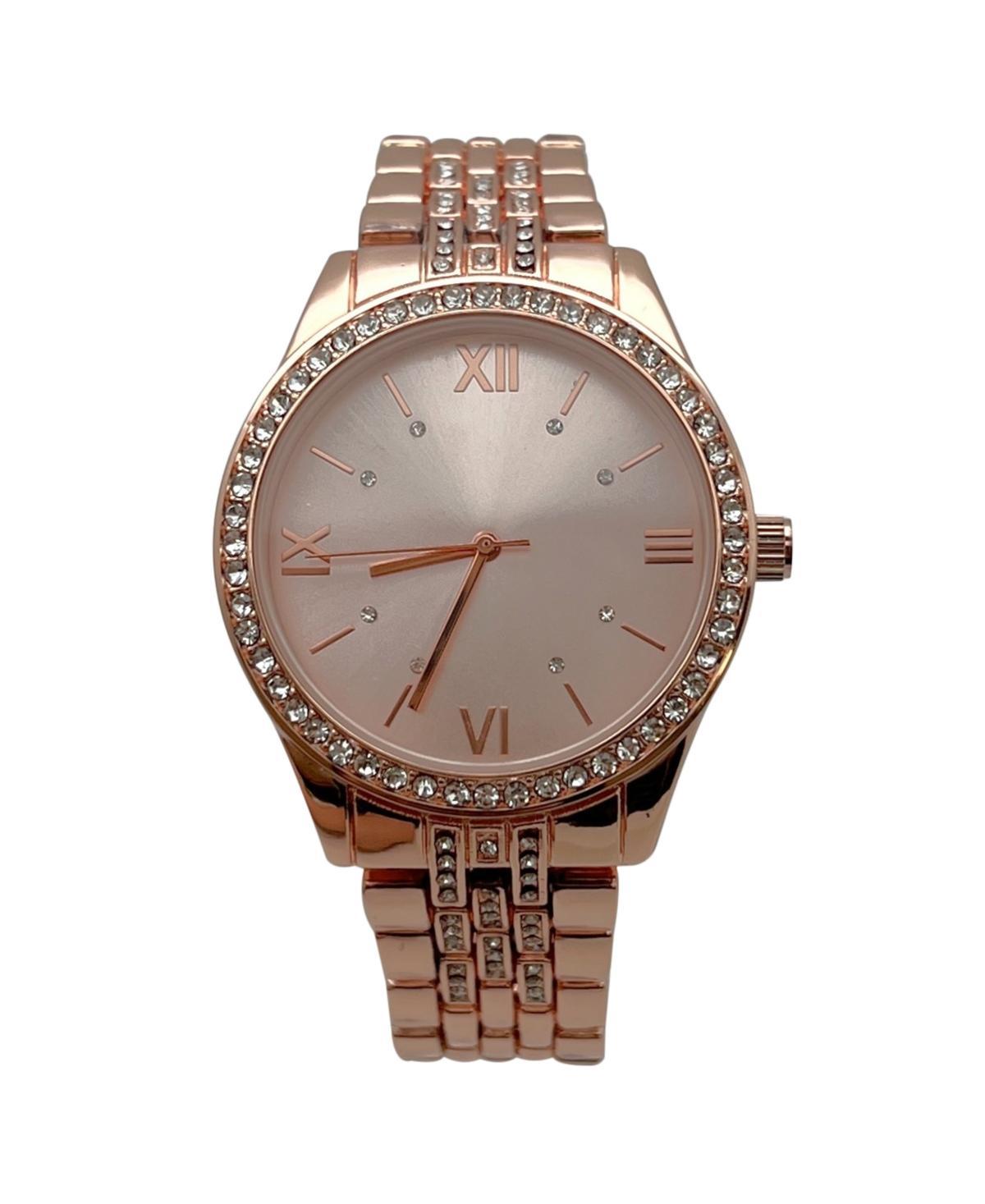 Olivia Pratt Gold Everyday Rhinestiones Elegant Look Women Watch - Pink Product Image