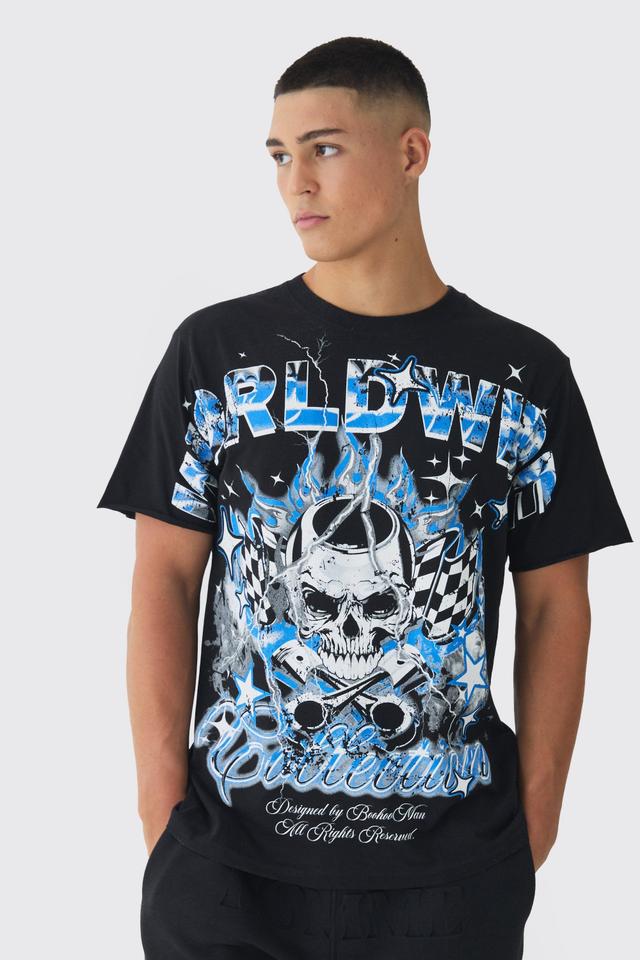 Worldwide Skull Graphic T-shirt | boohooMAN USA Product Image