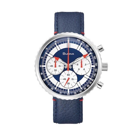 Men's Bulova Archive Series Chronograph C Strap Watch with Blue and White Dial (Model: 96A283) Product Image