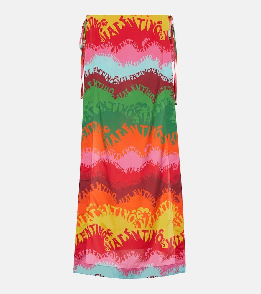 Printed Silk And Cotton Wrap Skirt In Multicoloured Product Image