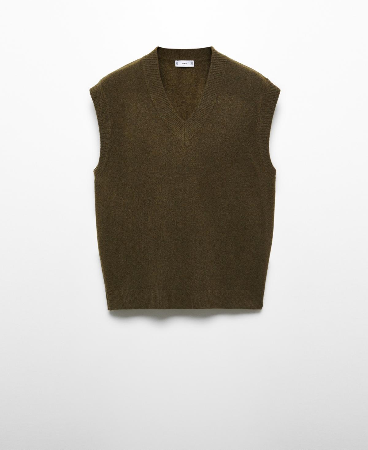 MANGO MAN - V-neck knitted vest khakiMen Product Image