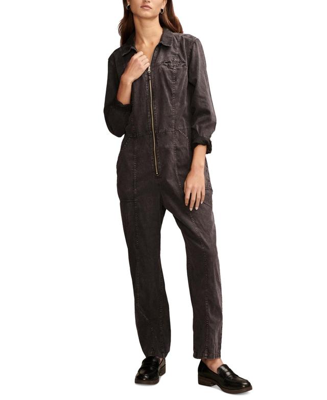 Women's Zip-Front Denim Jumpsuit Product Image