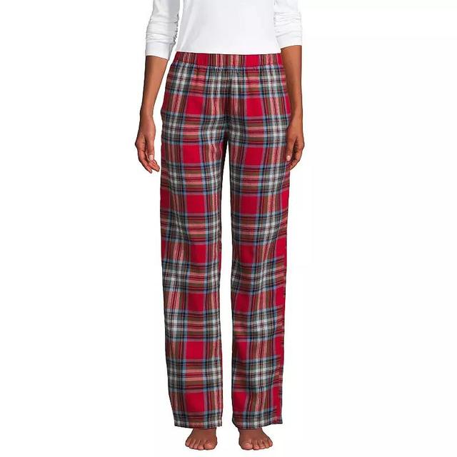 Womens Lands End Womens Flannel Pajama Pants Deep Green Plaid Product Image