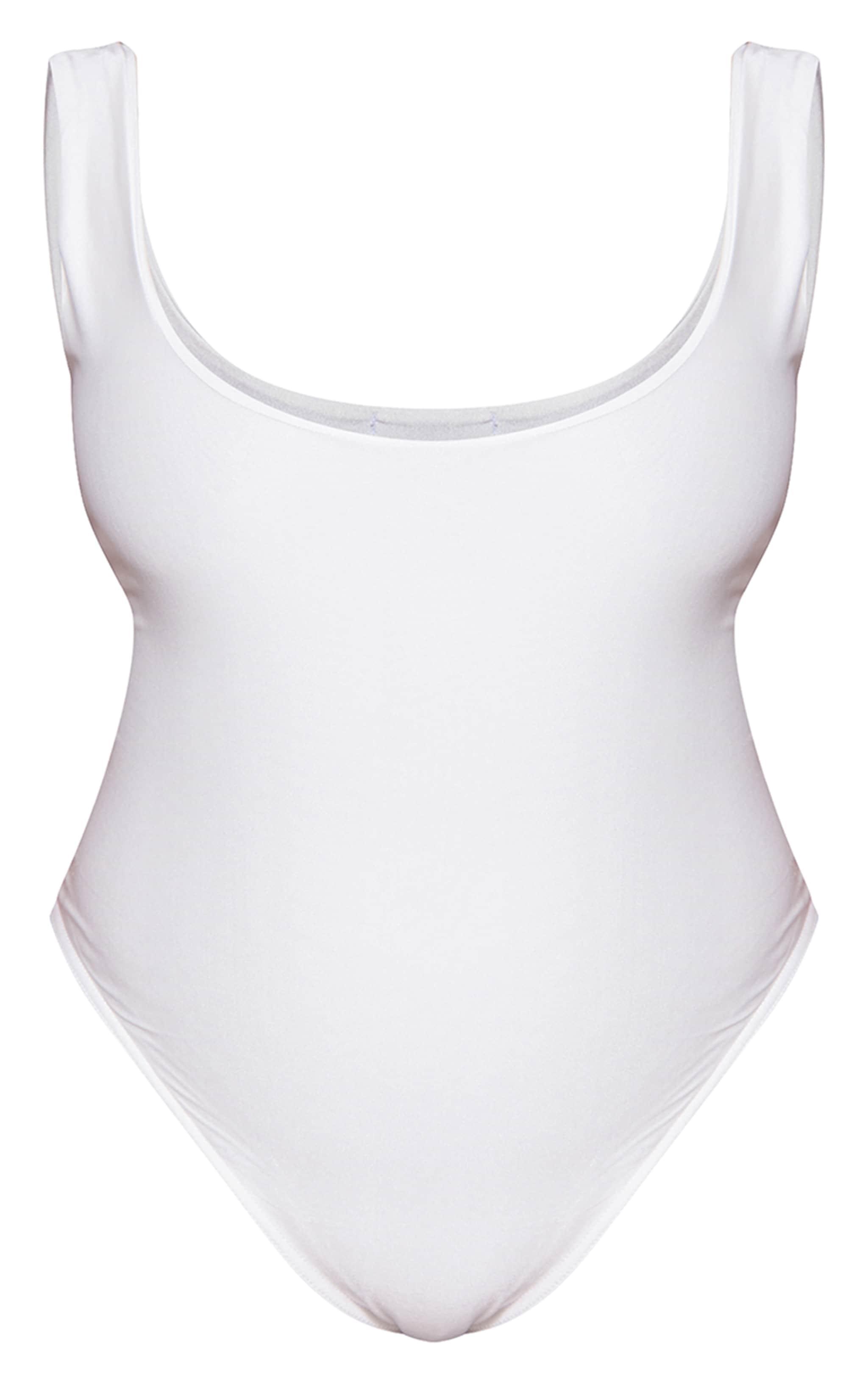 Plus White Scooped Neck Swimsuit Product Image