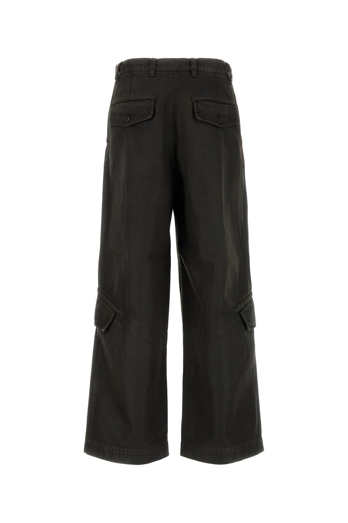 Black Loose Cargo Pants In Brown Product Image