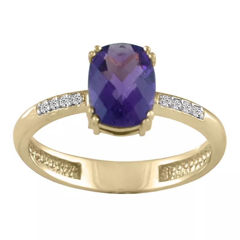 10k Gold Amethyst & Diamond Accent Ring, Womens Product Image