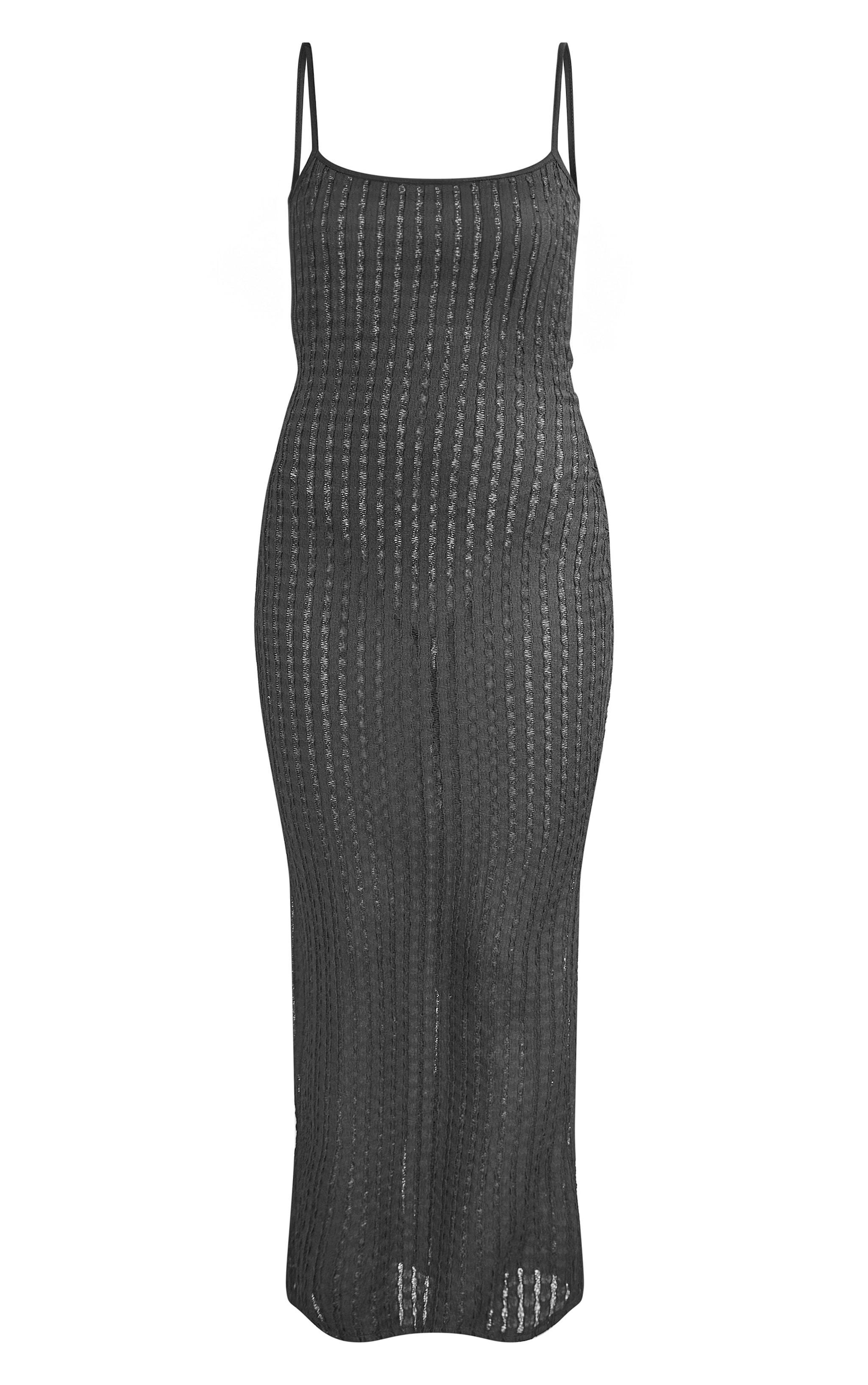 Black Textured Strappy Maxi Dress Product Image