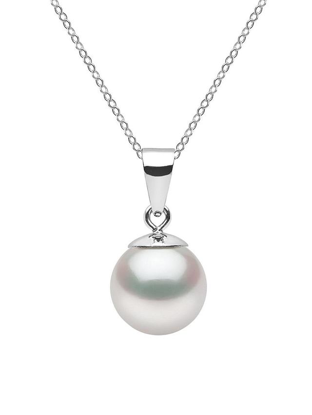 Womens 14K White Gold & 8-9MM White Akoya Cultured Pearl Pendant Necklace Product Image