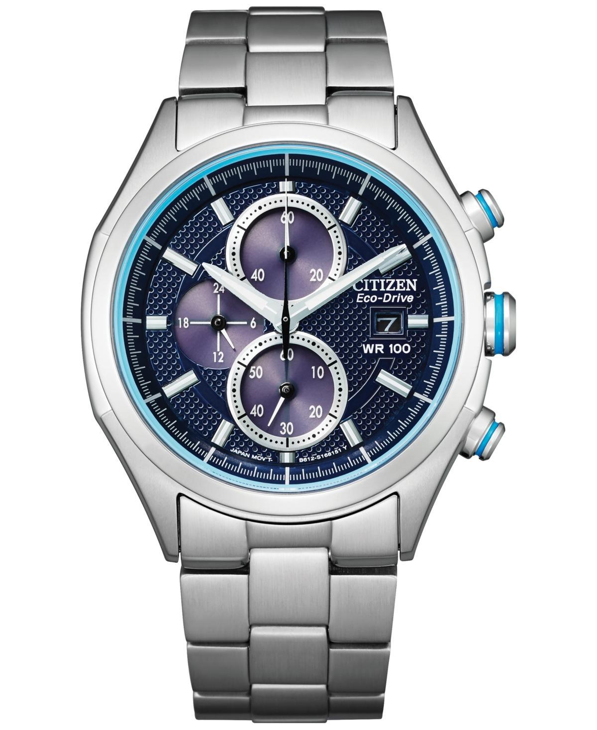 Men's Citizen Eco-DriveÂ® Drive Chronograph Watch with Textured Dark Blue Dial (Model: Ca0430-54M) Product Image