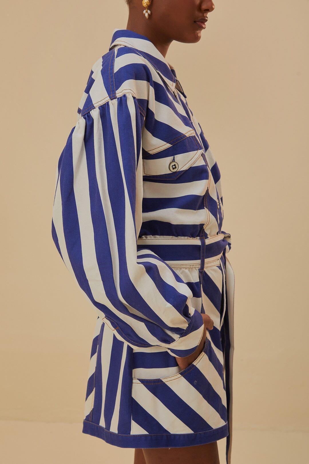 Blue And White Stripes Romper Product Image