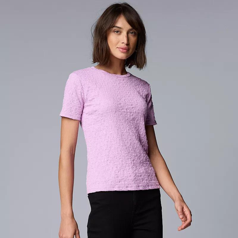 Petite Simply Vera Vera Wang Texture Tee, Womens Product Image