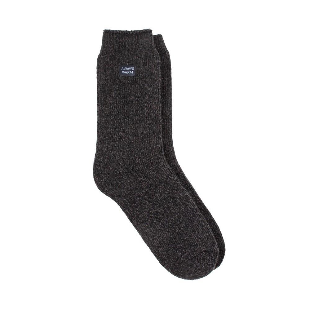 Always Warm by Heat Holders Mens Warmest Twist Crew Socks - Black 7-12 Product Image